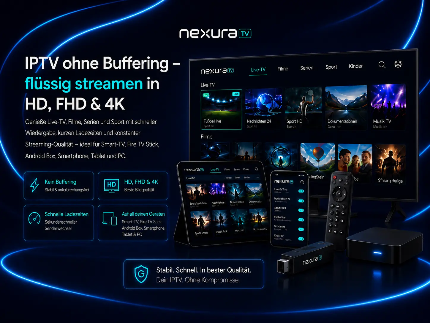 IPTV ohne Buffering – flüssig streamen in HD, FHD & 4K